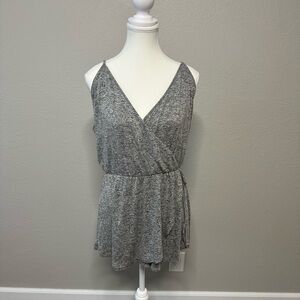 Express Heather Gray Wrap Romper
